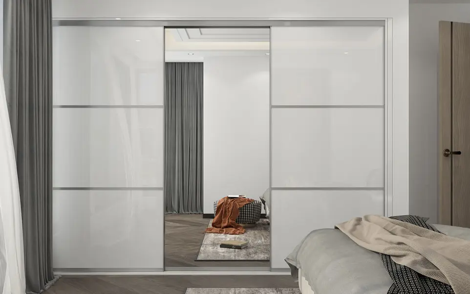 [OBW23-L03] White Wardrobe With Mirror OBW23-L03