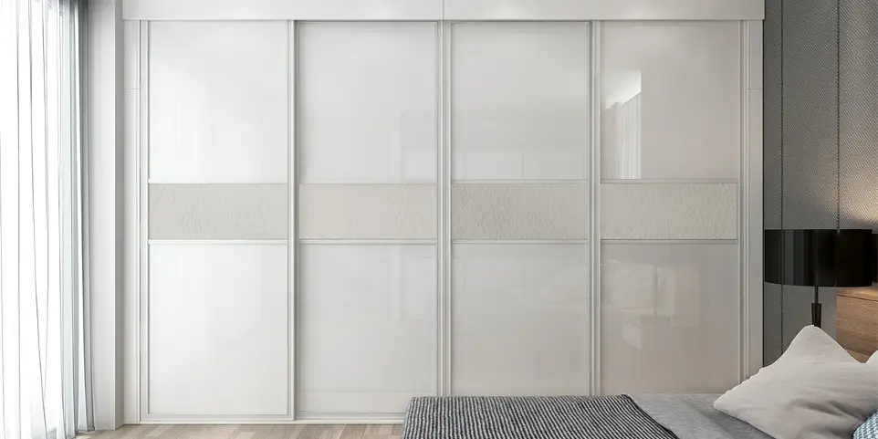 [OBW22-007] High Gloss White Lacquer Sliding Door Wardrobe OBW22-007