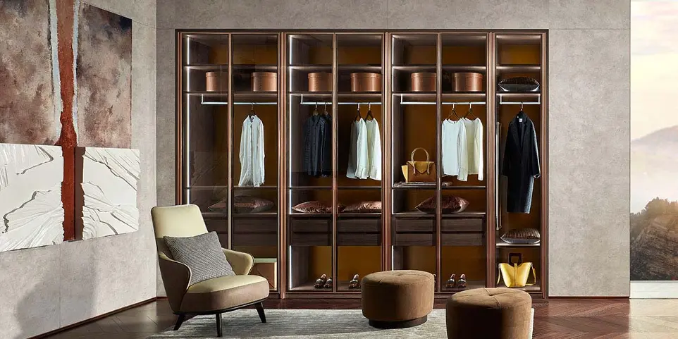 Modern Open Wardrobe with Glass Door OBW21-012