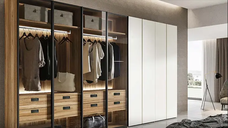 Modern Melamine Hinged Built-in Wardrobe OBW21-011