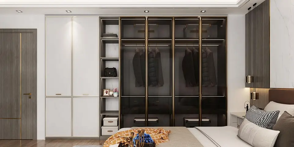 Modern PVC L-Shaped Wardrobe with Dressing Table OBW21-001