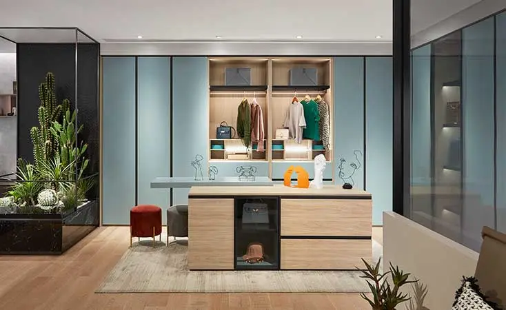 Light Blue Melamine Modern Simple Wardrobe