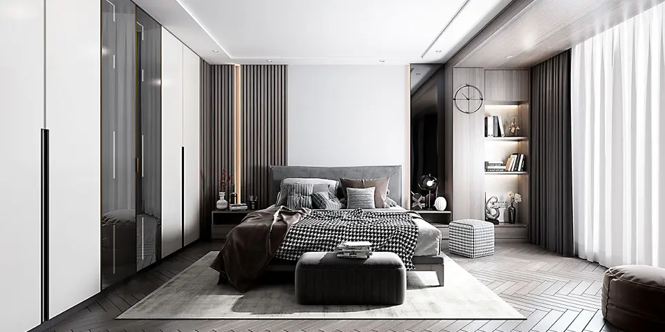 [OBW21-009] خزانة ملابس كبيرة الحجم باللون الأبيض الحديث OBW21-009