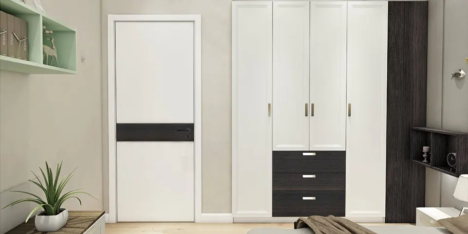 [YDL015D] White and Oak Wood Single Door YDL015D