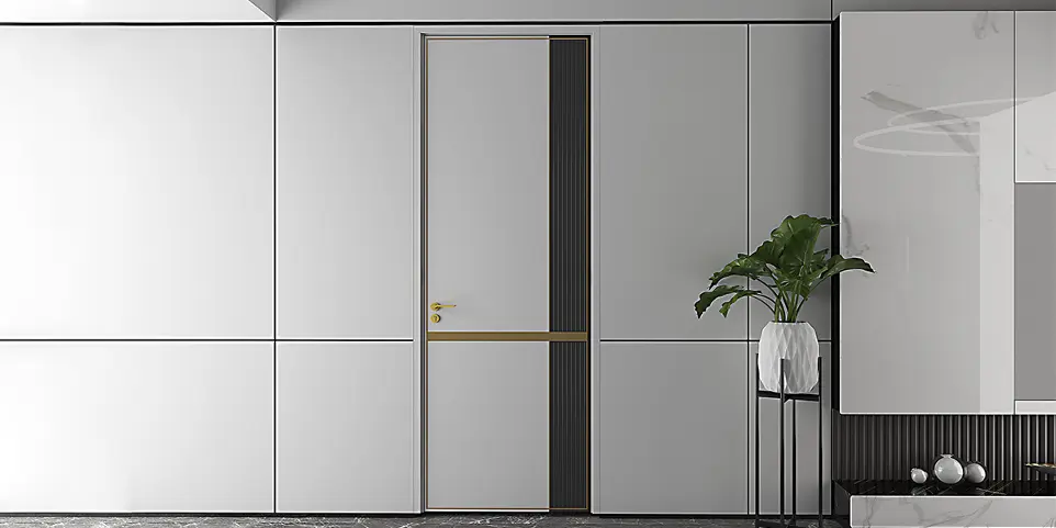 [OBD21-014] باب داخلي خشبي باللون الأبيض والأسود obd21-014