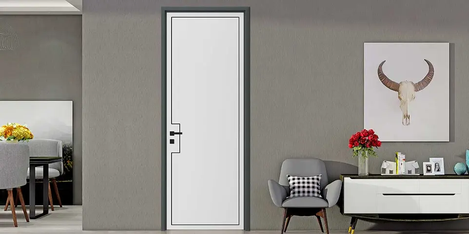 باب خشبي هندسي أبيض بسيط حديث YDG060D