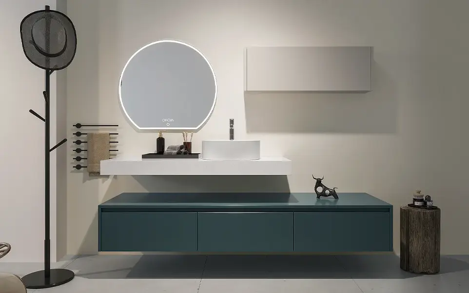 Wall Hung Vanity in Teal Blue Modern Style OBV23-L01
