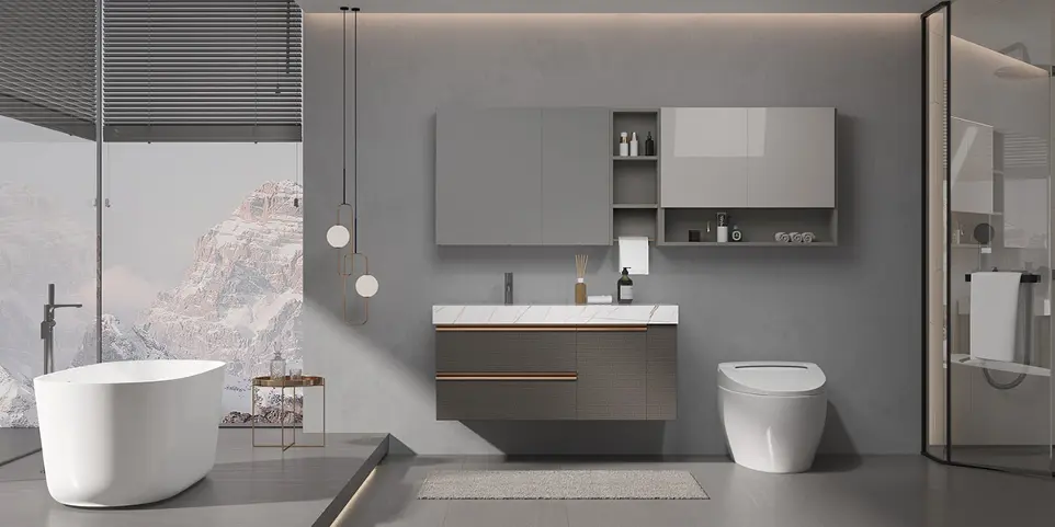 Scale Pattern Brown Bathroom Vanity BLWY23002