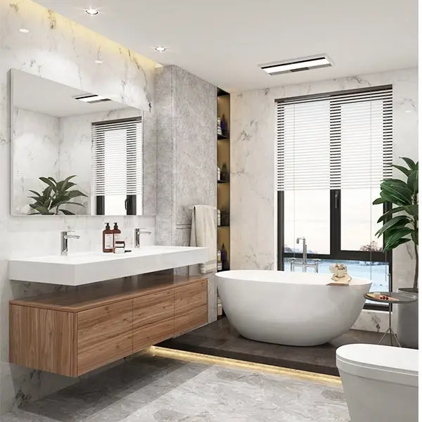 Contemporary Wall Hung Vanity Unit with Double Sink OBV22-PH