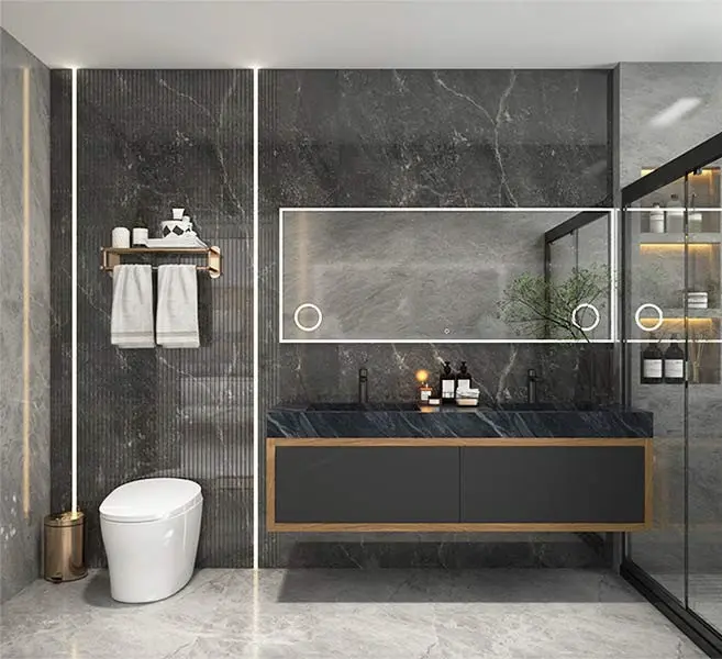 Black Bathroom Vanity with Blue Grey Countertop OBV22-EN